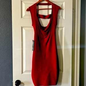 Red Over the Shoulder Bandage Dress